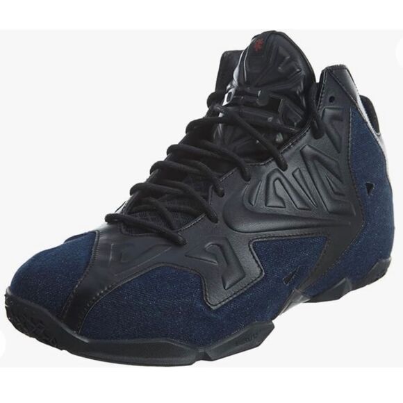 Nike LeBron 11 EXT Blue Denim Black Leather Sneakers Size 13 - Picture 1 of 12